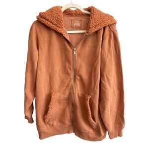 NWT Aerie Teddy Sherpa Full Zip Hoodie Orange Size XS